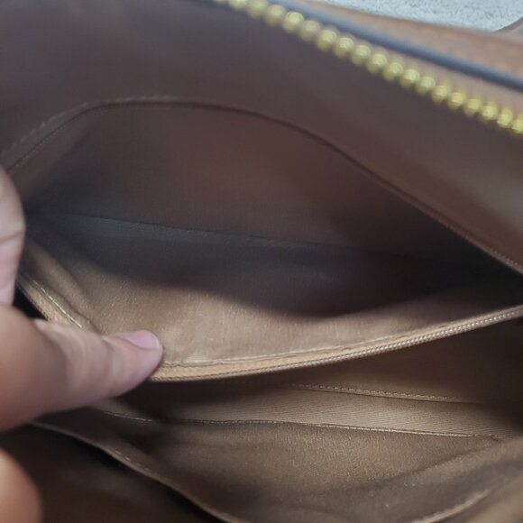 Coach Rowan Satchel Brown Cream Tan Classic Logo Canvas Shoulder Bag CV961 - Picture 9 of 14